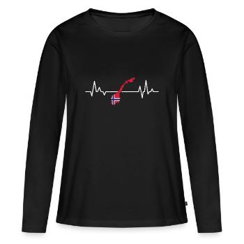 Norwegen Norweger Skandinavien - Frauen Premium Bio Langarmshirt - Schwarz - Vorne - Julia (174cm)