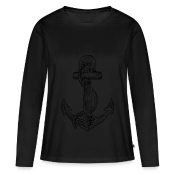 ancre - T-shirt manches longues Premium bio Femme - noir - Devant - Julia (174cm)