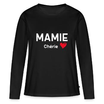 Mamie chérie Mamie L'unique Cadeau Femme - T-shirt manches longues Premium bio Femme - noir - Devant - Julia (174cm)