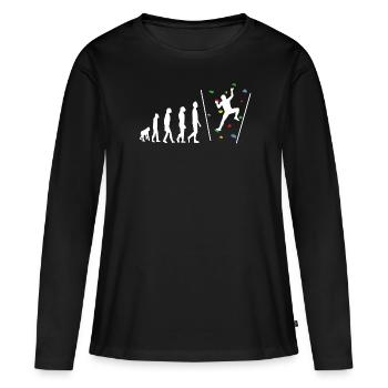 Bouldering Bouldern Evelution - T-shirt manches longues Premium bio Femme - noir - Devant - Julia (174cm)