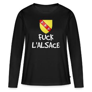 Fuck L'Alsace - Humor Lorrain - Frauen Premium Bio Langarmshirt - Schwarz - Vorne - Julia (174cm)