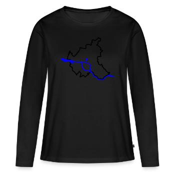 Hambourg - Contour de la ville - avec l’Elbe - T-shirt manches longues Premium bio Femme - noir - Devant - Julia (174cm)