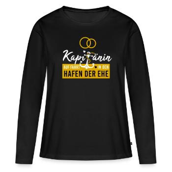 Kapitänin Hafen Ehe Junggesellinnenabschied - Frauen Premium Bio Langarmshirt - Schwarz - Vorne - Julia (174cm)