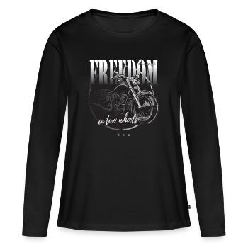 Freiheit auf zwei Rädern Motorrad Kreide Zeichnung - Frauen Premium Bio Langarmshirt - Schwarz - Vorne - Julia (174cm)