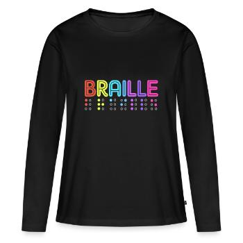 Blindenschrift Braille Blind - Frauen Premium Bio Langarmshirt - Schwarz - Vorne - Julia (174cm)