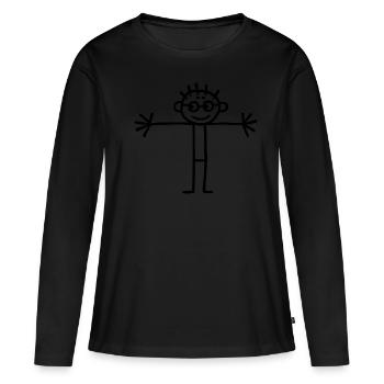 Image d'enfants bâton figure garçon garçon écolier - T-shirt manches longues Premium bio Femme - noir - Devant - Julia (174cm)