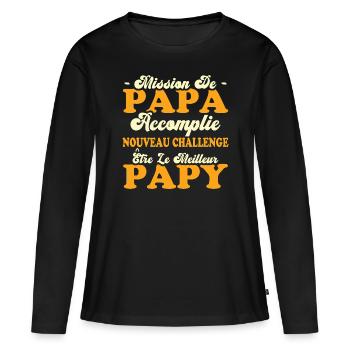 Nouveau Challenge Être Le Meilleur Papy - T-shirt manches longues Premium bio Femme - noir - Devant - Julia (174cm)