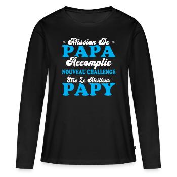 Nouveau Challenge Être Le Meilleur Papy - T-shirt manches longues Premium bio Femme - noir - Devant - Julia (174cm)