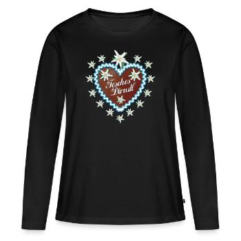 Lebkuchenherz Fesches Dirndl - Frauen Premium Bio Langarmshirt - Schwarz - Vorne - Julia (174cm)