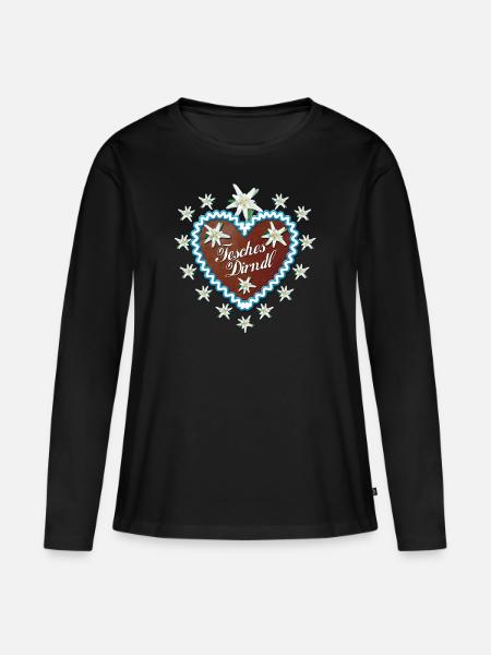 Lebkuchenherz Fesches Dirndl - Frauen Premium Bio Langarmshirt - Schwarz