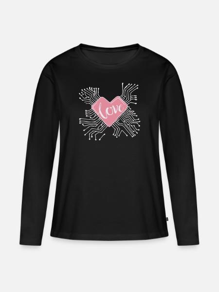 Cuore del computer di San Valentino - Maglia a maniche lunghe ecologica premium da donna - nero