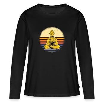 Buddha Yoga Yogi Chakra Tshirt Namaste Guru Spiri - Women's Premium Organic Long Sleeve Shirt - black - Front - Julia (174cm)