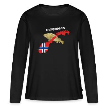 norway cod card cod hunter gift - Women's Premium Organic Long Sleeve Shirt - black - Front - Julia (174cm)