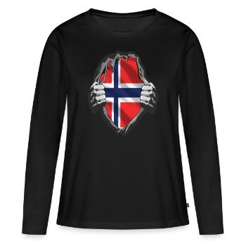 norway cod card cod hunter gift - Women's Premium Organic Long Sleeve Shirt - black - Front - Julia (174cm)