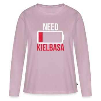 Polnsicher Proverbe Polska Drôle Kielbasa Drôle - T-shirt manches longues Premium bio Femme - rose poudré - Devant - Julia (174cm)