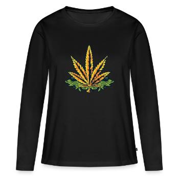 Cadeau Kiffer Cannabis Hope Leaf Dope Kope - T-shirt manches longues Premium bio Femme - noir - Devant - Julia (174cm)