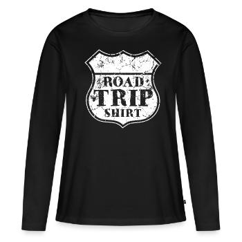 Road Trip Shirt USA Cadeau pour chauffeur de camion Roadtrip - T-shirt manches longues Premium bio Femme - noir - Devant - Julia (174cm)