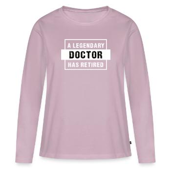 Docteur cadeau de retraite. Médecin retraité, médecin - T-shirt manches longues Premium bio Femme - rose poudré - Devant - Julia (174cm)