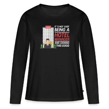 Propriétaire d’hôtel Gérant propriétaire gérant d’hôtel manager - T-shirt manches longues Premium bio Femme - noir - Devant - Julia (174cm)