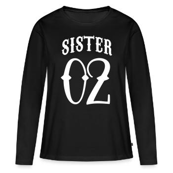 Sister 02 Partnerlook - Frauen Premium Bio Langarmshirt - Schwarz - Vorne - Julia (174cm)