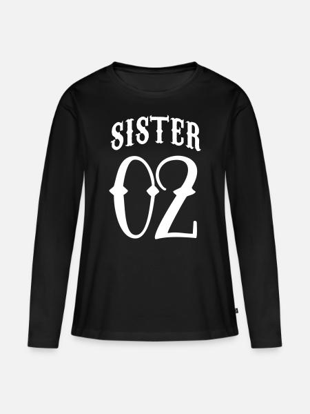 Sister 02 Partnerlook - Frauen Premium Bio Langarmshirt - Schwarz