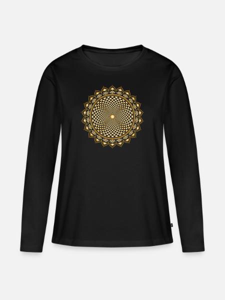 7. Chakra, Sahasrara, Yoga, Buddhismus, Lotus - Frauen Premium Bio Langarmshirt - Schwarz