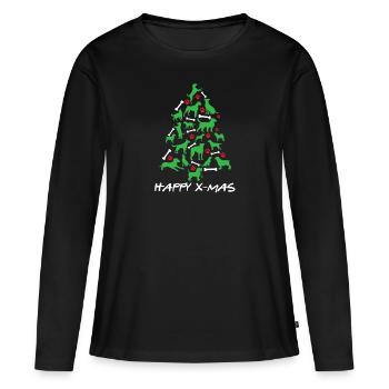Frohe Weihnachten Hunden-Weihnachtsbaum - Frauen Premium Bio Langarmshirt - Schwarz - Vorne - Julia (174cm)
