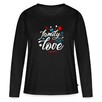 Famille Famille Famille Famille Famille J'aime ma famille - T-shirt manches longues Premium bio Femme - noir - Devant - Julia (174cm)