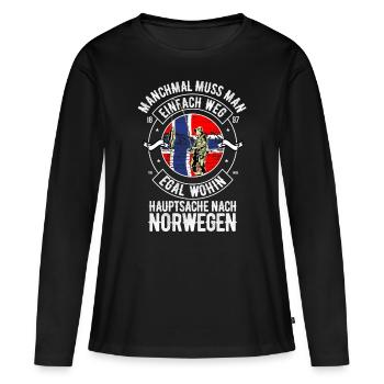 Angler Norwegen Angeln Skandinavien - Frauen Premium Bio Langarmshirt - Schwarz - Vorne - Julia (174cm)