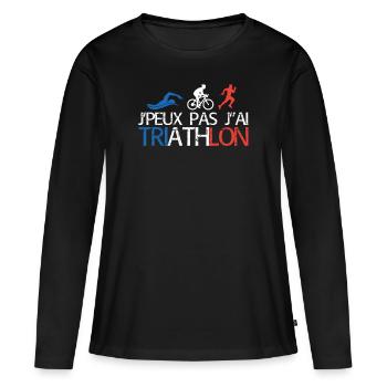 Jpeux Pas Jai Triathlon - T-shirt manches longues Premium bio Femme - noir - Devant - Julia (174cm)