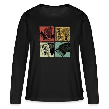 Retro Akkordeon - Frauen Premium Bio Langarmshirt - Schwarz - Vorne - Julia (174cm)