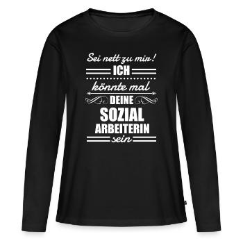 Sozialarbeiterin Sozialarbeit Sozialarbeiter - Frauen Premium Bio Langarmshirt - Schwarz - Vorne - Julia (174cm)