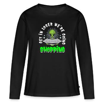 Alien Ufo Alien Aliens Zone 51 - T-shirt manches longues Premium bio Femme - noir - Devant - Julia (174cm)