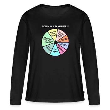 Einmal im Leben können Sie sich fragen - Frauen Premium Bio Langarmshirt - Schwarz - Vorne - Julia (174cm)