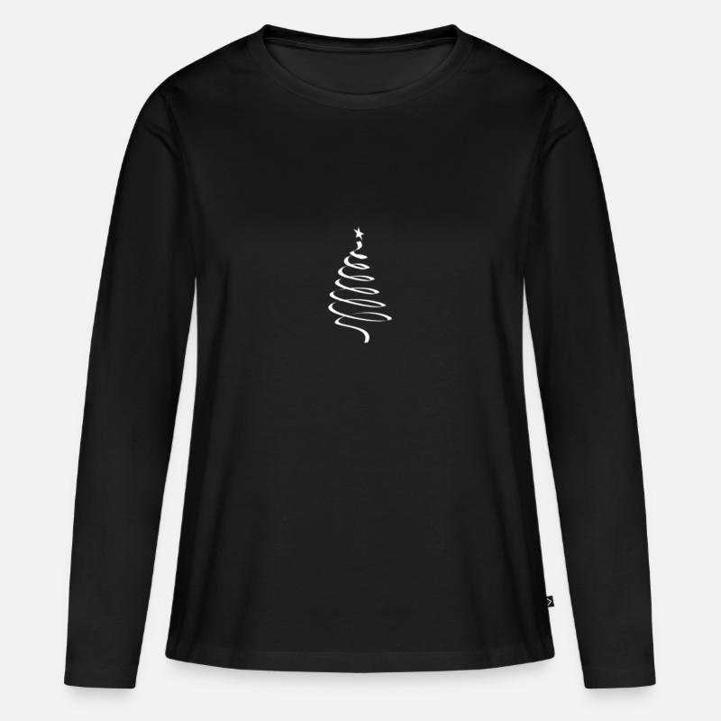 christmas tree - Frauen Premium Bio Langarmshirt - Schwarz