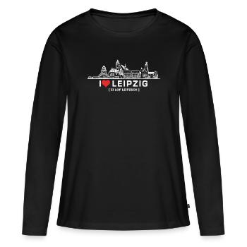 i love leipzig - T-shirt manches longues Premium bio Femme - noir - Devant - Julia (174cm)