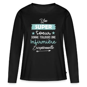 Soeur future diplômée infirmière cadeau drôle - T-shirt manches longues Premium bio Femme - noir - Devant - Julia (174cm)