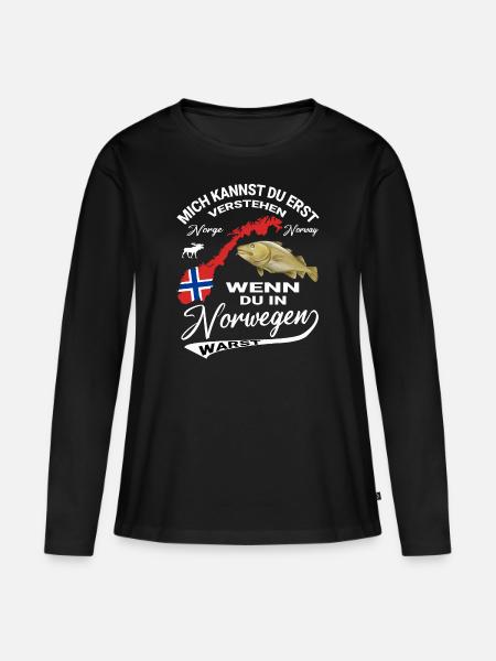 Norwegen Angler Fischer Design für einen Angler - Frauen Premium Bio Langarmshirt - Schwarz