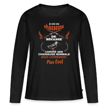 Chasseuse de becasse cool - T-shirt manches longues Premium bio Femme - noir - Devant - Julia (174cm)