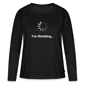 Je réfléchis - T-shirt manches longues Premium bio Femme - noir - Devant - Julia (174cm)