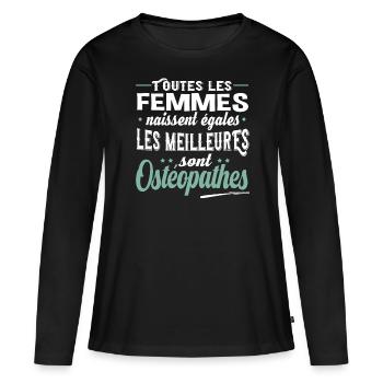 Ostéopathe femme. Cadeau métier médecin. - T-shirt manches longues Premium bio Femme - noir - Devant - Julia (174cm)