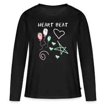 Herzschlag mit kreide gezeichnet - Frauen Premium Bio Langarmshirt - Schwarz - Vorne - Julia (174cm)