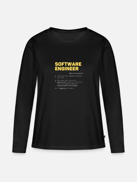 Lustige Software Engineer Definition Computer Dev - Frauen Premium Bio Langarmshirt - Schwarz