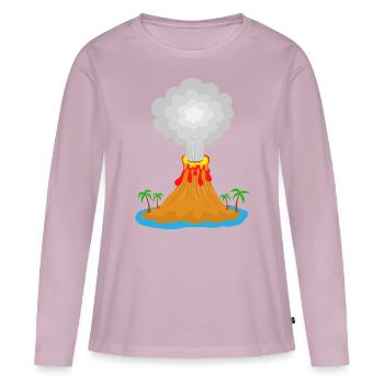 Vulkan, Eruption, Vulkaninsel, Lava, Palmen, Berg - Frauen Premium Bio Langarmshirt - Altrosa - Vorne - Julia (174cm)