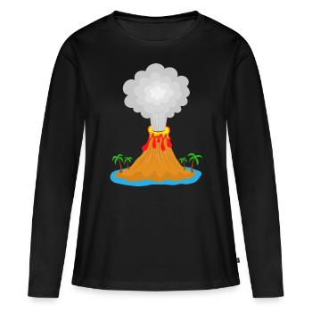 Volcan, éruption, île volcanique, lave, palmiers, montagne - T-shirt manches longues Premium bio Femme - noir - Devant - Julia (174cm)