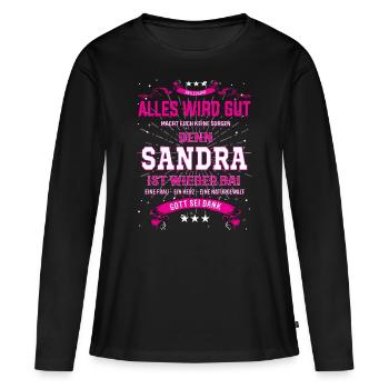 Sandra T-Shirt - Alles wird gut - Frauen Premium Bio Langarmshirt - Schwarz - Vorne - Julia (174cm)