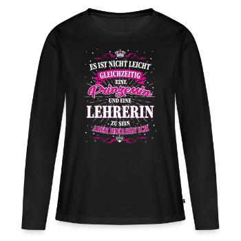 Leherin und Prinzessin T-Shirt - Frauen Premium Bio Langarmshirt - Schwarz - Vorne - Julia (174cm)