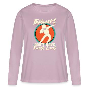 Les lanceurs n’ont pas de lignes d’arrivée au lancer du disque et du lancer du poids - T-shirt manches longues Premium bio Femme - rose poudré - Devant - Julia (174cm)