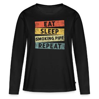 Eat Sleep Smoking Pipe Repeat, Humour Fumeur Pipes - T-shirt manches longues Premium bio Femme - noir - Devant - Julia (174cm)