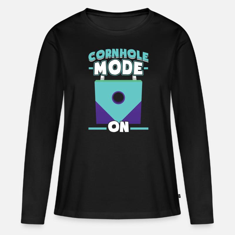 Cornhole-modus Ein - Sackloch Spieler - Frauen Premium Bio Langarmshirt - Schwarz